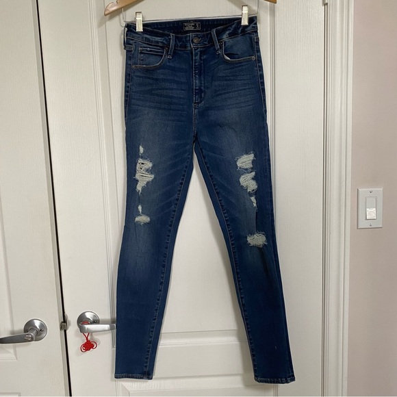 Abercrombie & Fitch Simone High Rise Super Skinny Distressed Jeans Size 4 - Picture 3 of 10